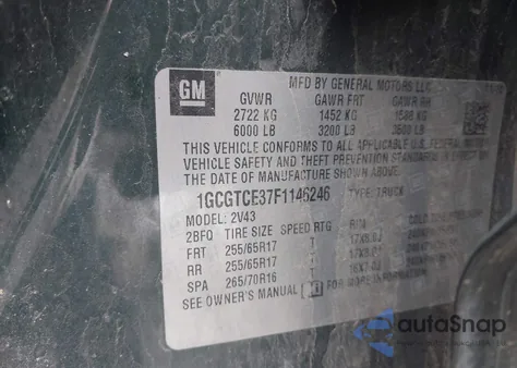 2015 Chevrolet Colorado Z71 из США, поврежденный, VIN 1GCGTCE37F1146246